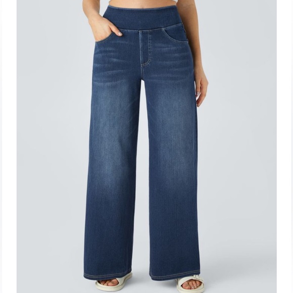 HALARA Denim - NWT Halara Flex Frost Blue Denim wide leg jeans Size Medium tall